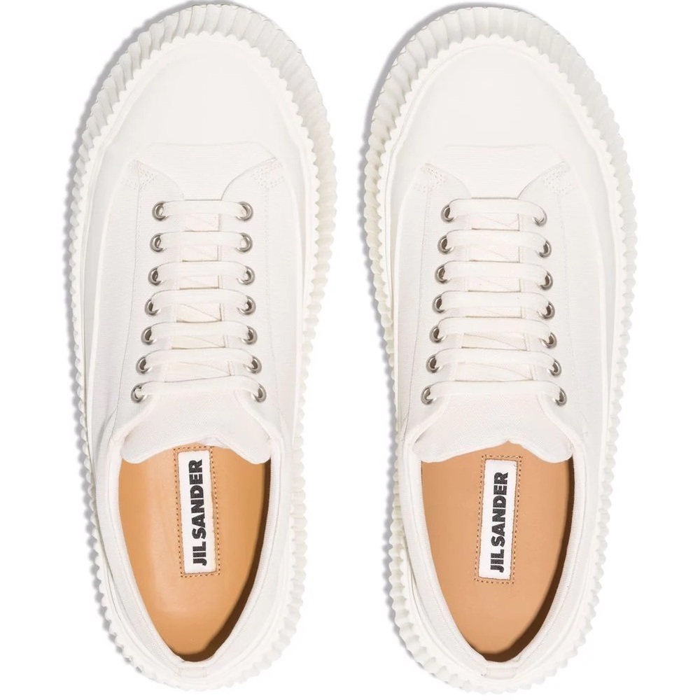 Jil Sander White Canvas Platform Sneakers NIB Size 37